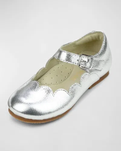 L'amour Shoes Kids' Girl's Sonia Scalloped Flats, Baby/toddlers In Metallic