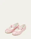 L'amour Shoes Girl's Victoria Sparkle Glitter Bow Flats, Baby/toddler/kids In Fuchsiaia