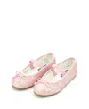 L'amour Shoes Girl's Victoria Sparkle Glitter Bow Flats, Baby/toddler/kids In Pink