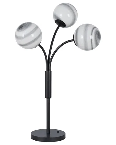 Lamps Per Se 3-light Metal Led Table Lamp In Black