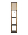 Lamps Per Se 68in Wood Shelf Floor Lamp With Fabric Shade In Brown