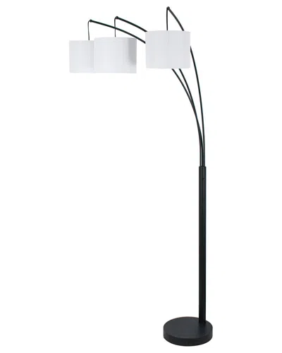 Lamps Per Se 84in 3-light Metal Floor Lamp With Linen Shade In Black