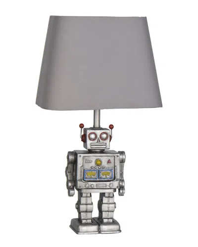Lamps Per Se Set Of Two 17in Robot Polyresin Table Lamps With Linen Shade In Gray
