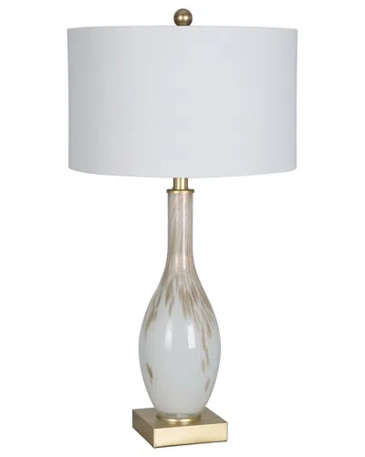 Lamps Per Se Set Of Two 28in Glass Usb Table Lamps With Linen Shade In White