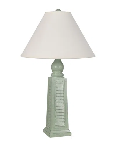 Lamps Per Se Set Of Two 29in Shutter Table Lamps With Linen Shade In Green