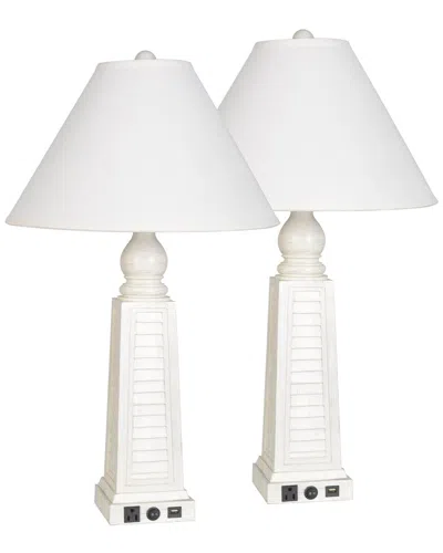 Lamps Per Se Set Of Two 30in Shutter Usb Polyresin Table Lamps
