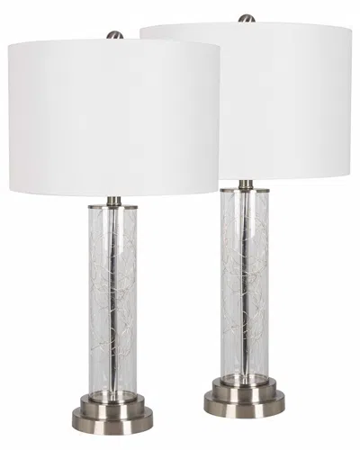 Lamps Per Se Set Of Two Glass Table Lamps With Led Fairy Lights In White