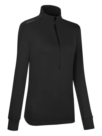 Lamunt Black Nora Long Sleeve High-collar Top In Multi