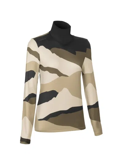 Lamunt Ivana Arty Abstract-print High-neck T-shirt In Brown