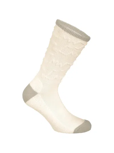 Lamunt Martha Cozy Textured Colour-block Socks In Neutral
