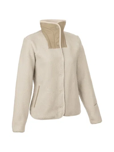 Lamunt Sabine Fleece High-neck Cardigan In Neutral