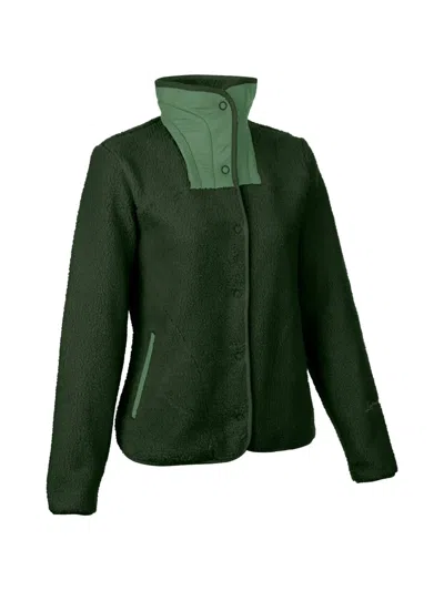 Lamunt Sabine Fleece-texture High-neck Cardigan In Green