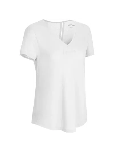Lamunt Tina V-neck Cotton T-shirt In White