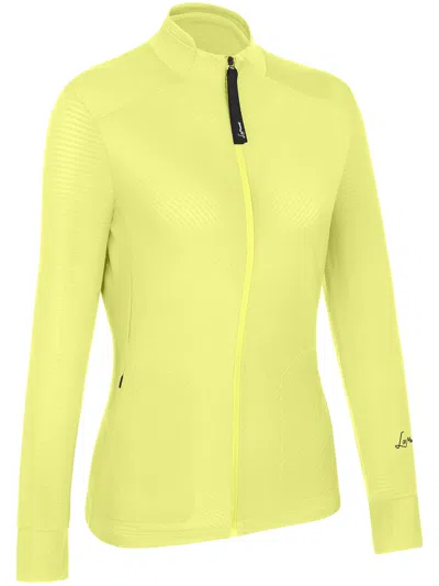 Lamunt Yellow Emy Light Full Zip Textured Jacket In Green