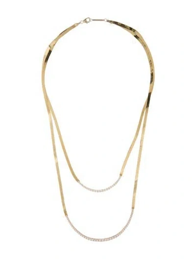 Pre-owned Lana 14k 1.97ctw Diamond Herringbone Double Strand Necklace, 18" In Multicolor