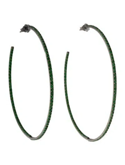 Pre-owned Lana 14k 2.37ctw Tsavorite Garnet Large Thin Hoop Earrings In Multicolor