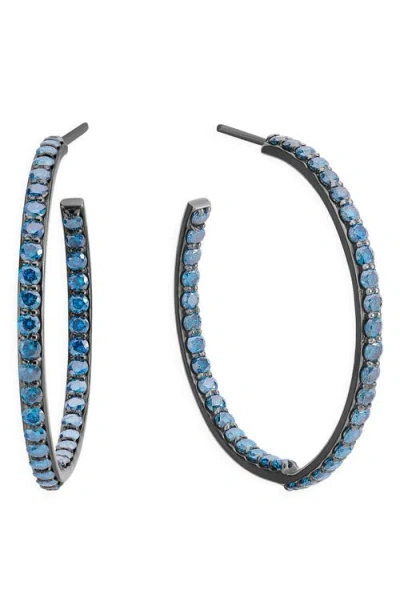 Lana 14k Black Gold Blue Diamond Hoop Earrings In Multi