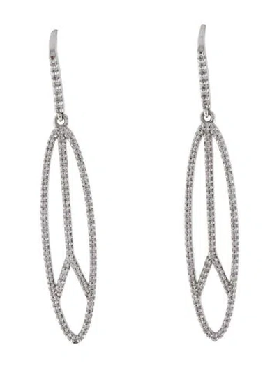 Pre-owned Lana 14k Diamond Elongated Peace Sign Drop Earrings In Multi