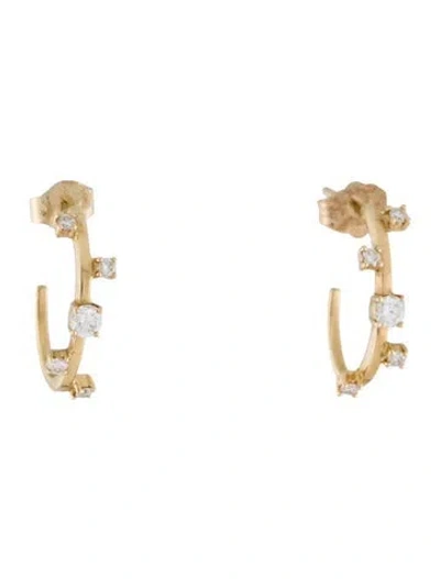 Pre-owned Lana 14k Diamond Flat Solo Oval Hoop Earrings In Multi
