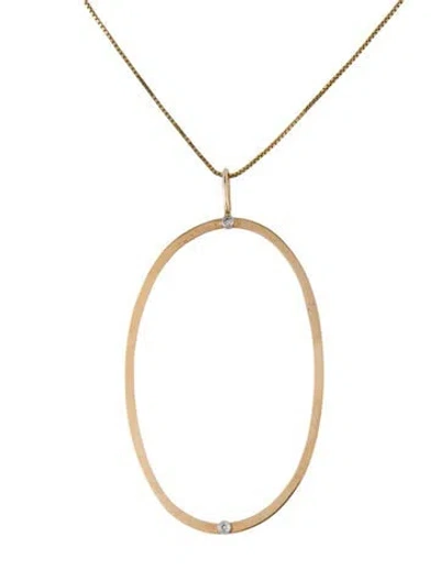 Pre-owned Lana 14k Diamond Open Oval Pendant W/14k Box Chain Necklace, 18.25" In Multi