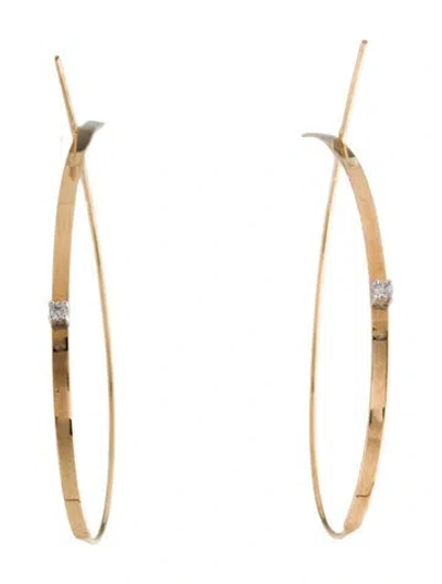 Pre-owned Lana 14k Diamond Small Flat Upside Down Hoops In Multicolor