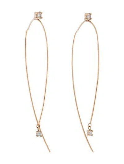 Pre-owned Lana 14k Diamond Threader Hoop Earrings In Multicolor
