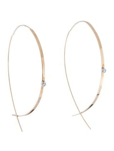 Pre-owned Lana 14k Diamond Upside Down Hoop Earrings In Multicolor