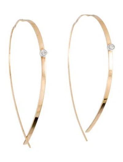 Pre-owned Lana 14k Diamond Upside Down Small Hoop Earrings In Multi