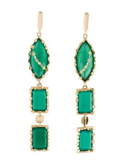 Pre-owned Lana 14k Dyed Chalcedony Drop Earrings In Multi