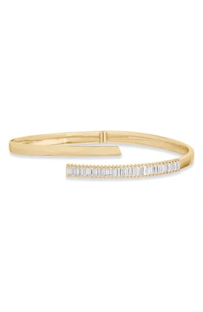 Lana 14k Gold Baguette Cut Diamond Bypass Bangle Bracelet