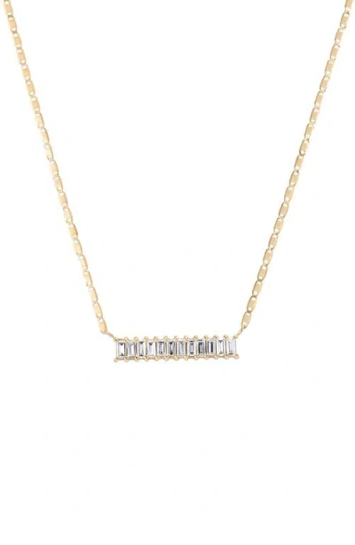 Lana 14k Gold Baguette Diamond Bar Pendant Necklace