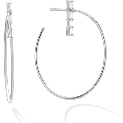 Lana 14k Gold Baguette Diamond Wire Hoop Earrings In Metallic