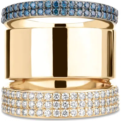 Lana 14k Gold Blue & White Diamond Vanity Ring
