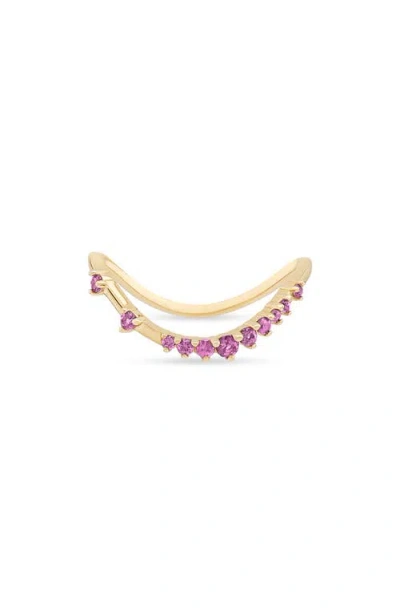 Lana Curved Solo Pink Sapphire Constellation Ring 14k In Purple