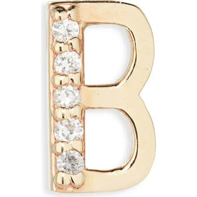 Lana 14k Gold Diamond Initial Single Stud Earring In Brown