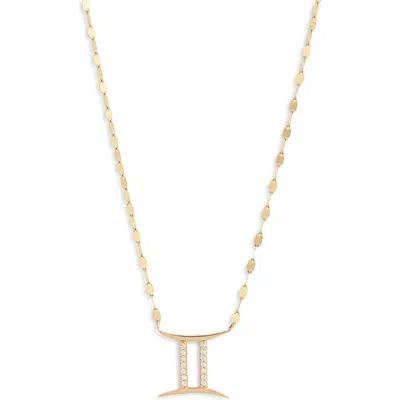 Lana 14k Gold Diamond Zodiac Gemini Pendant Necklace