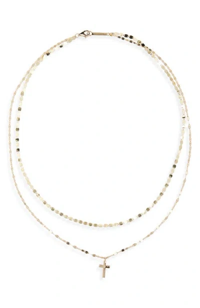 Lana 14k Gold Double Strand Cross Necklace