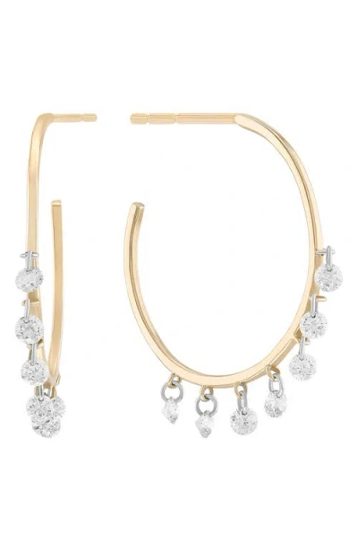 Lana 14k Gold Floating Diamond Fringe Hoop Earrings