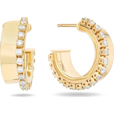 Lana 14k Gold Hollow Vanity Diamond Hoop Earrings