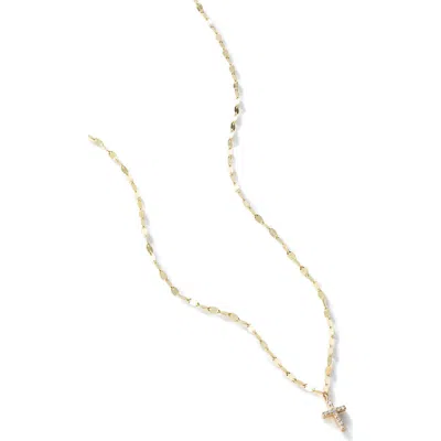 Lana Flawless Mini Diamond Cross Pendant Necklace In Yellow Gold