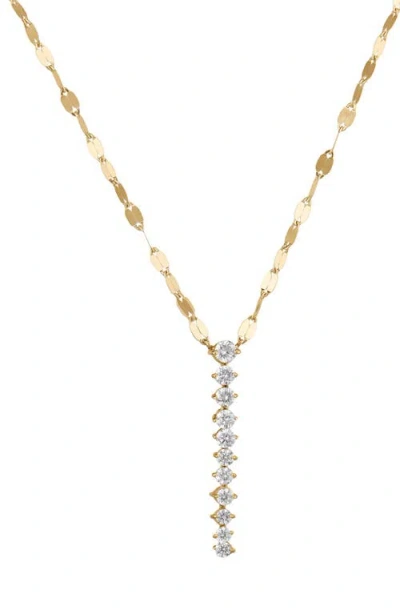 Lana 14k Gold Mini Diamond Tennis Lariat Necklace In Pink