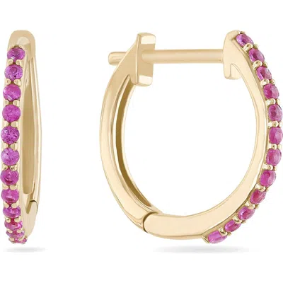 Lana 14k Gold Mini Pink Sapphire Huggie Hoop Earrings