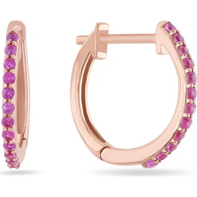 Lana 14k Gold Mini Pink Sapphire Huggie Hoop Earrings In Purple