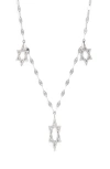 Lana 14k Gold Pavé Diamond Triple Star Of David Necklace In Metallic