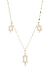 Lana 14k Gold Pavé Diamond Triple Star Of David Necklace In Gold