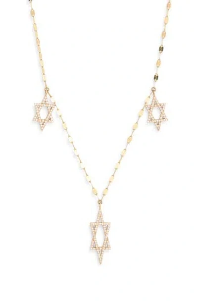 Lana 14k Gold Pavé Diamond Triple Star Of David Necklace