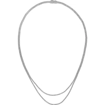 Lana 14k Gold Skinny Double Strand Tennis Necklace In Metallic