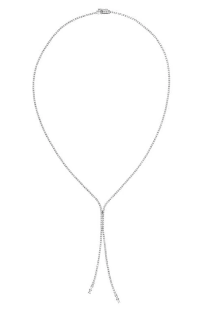Lana 14k Gold Skinny Tennis Y-necklace In Metallic