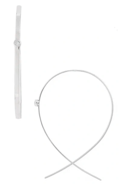 Lana 14k Gold Small Flat Upside Down Diamond Hoop Earrings In Metallic