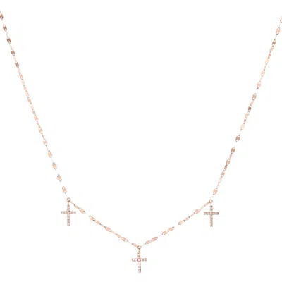 Lana 14k Gold Triple Diamond Cross Charm Necklace In Multi